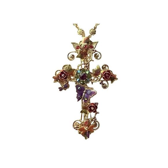 Kirks Folly Mother Earth Cross Pin/Pendant Necklace - Picture 1 of 8